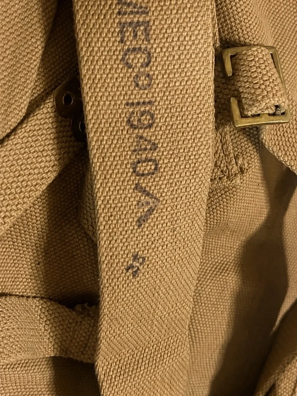 Vintage Military Khaki Canvas Rucksack Field Backpack